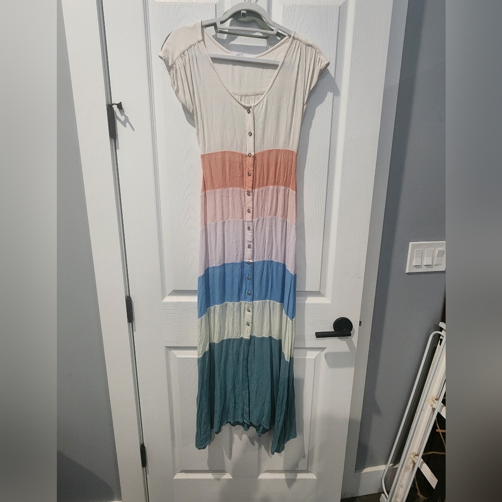 oneill color block maxi dress xs